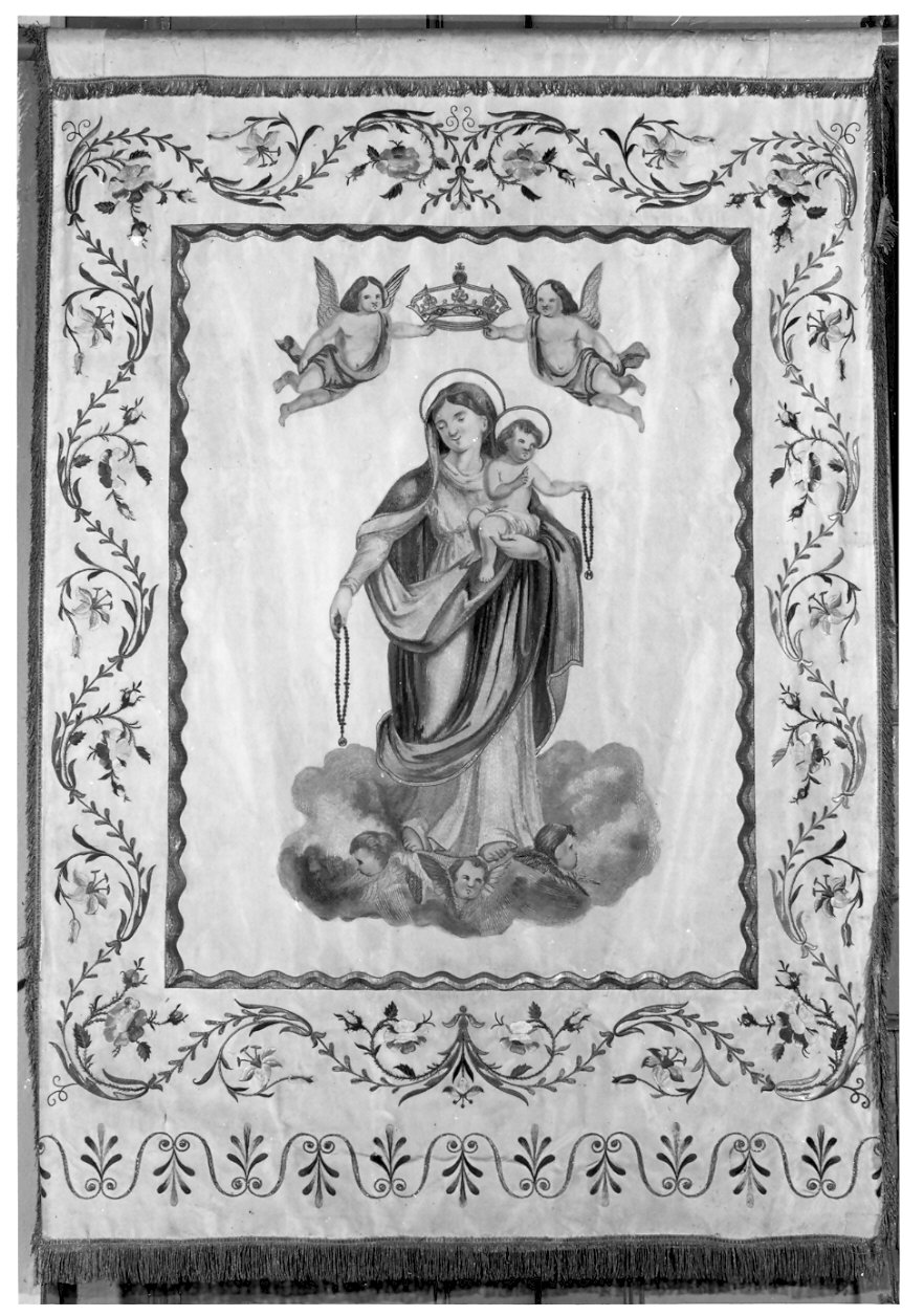 Madonna del Rosario/ S. Bassiano (stendardo, opera isolata) - manifattura lombarda (sec. XIX)