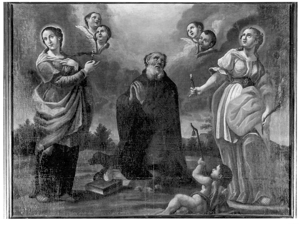 Sant'Antonio Abate tra S. Lucia e S. Apollonia (dipinto, opera isolata) - ambito lombardo (sec. XVIII)