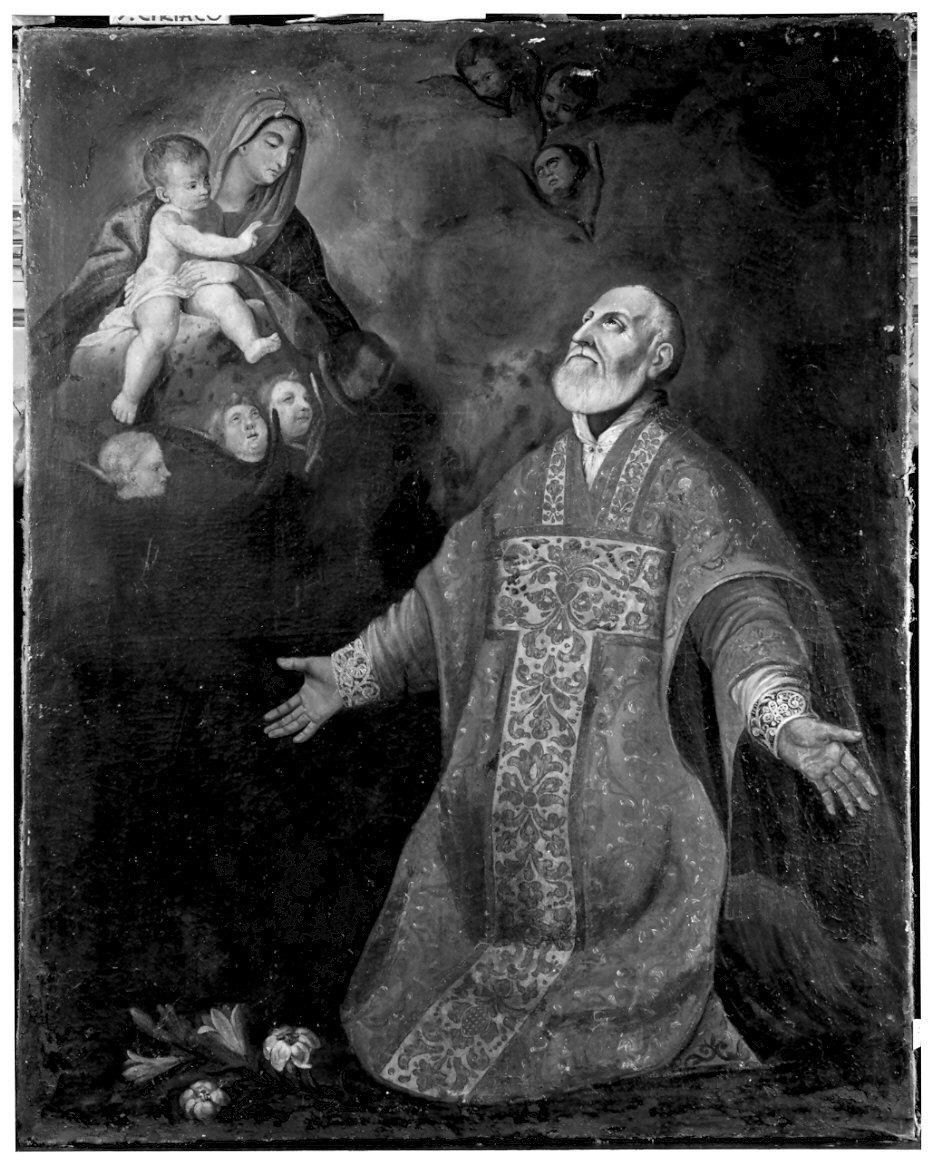 San Filippo Neri ha la visione della Madonna con Bambino (dipinto, opera isolata) - ambito lombardo (sec. XVIII)