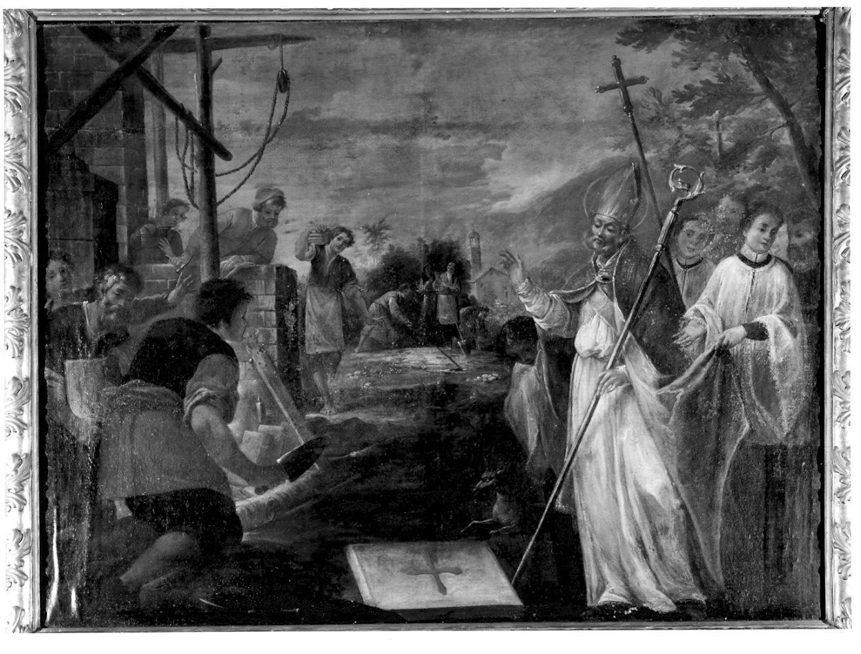 S. Bassiano pone la prima pietra della Basilica dei XII Apostoli (dipinto, opera isolata) - ambito lombardo (fine/inizio secc. XVII/ XVIII)
