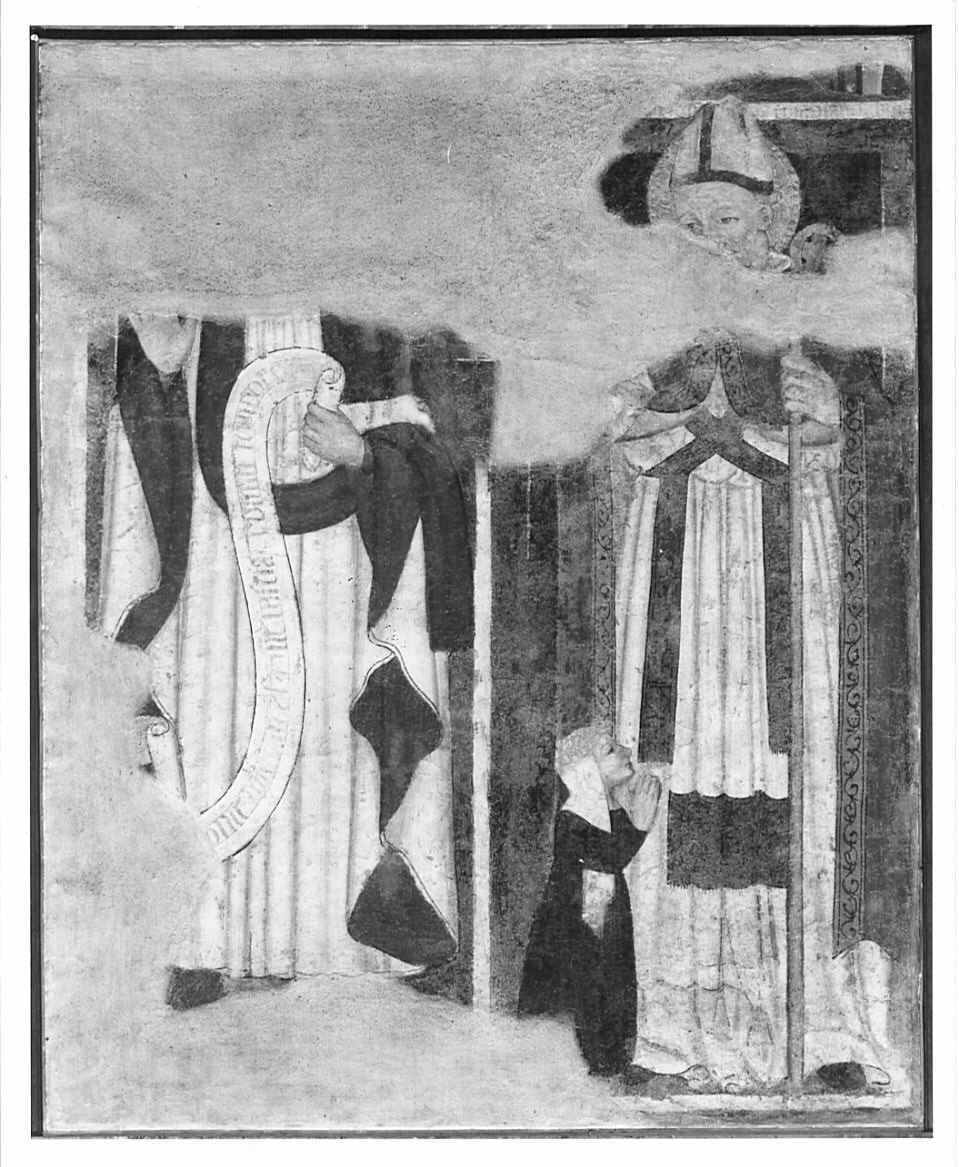 San Bassiano e santa (dipinto, frammento) - ambito lombardo (prima metà sec. XV)