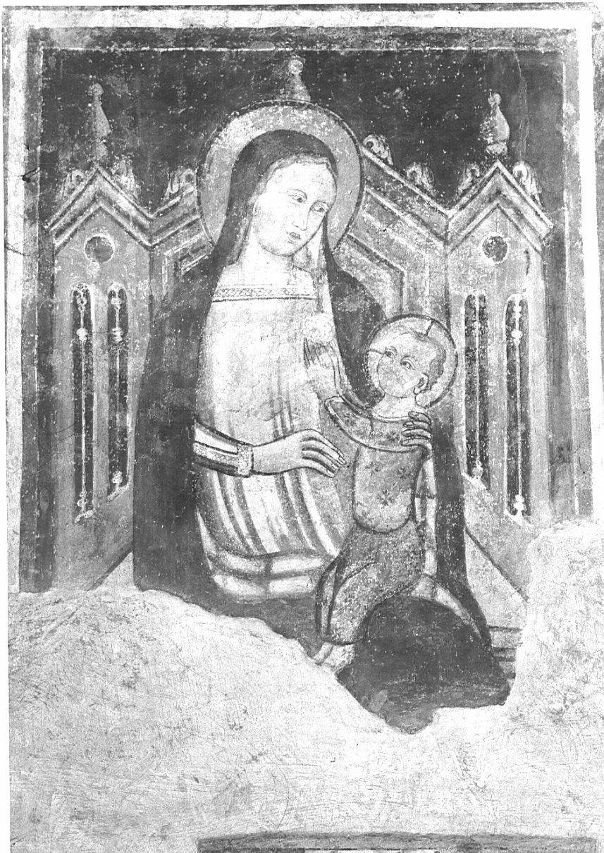 Madonna con Bambino (dipinto, frammento) - ambito lombardo (fine sec. XIV)