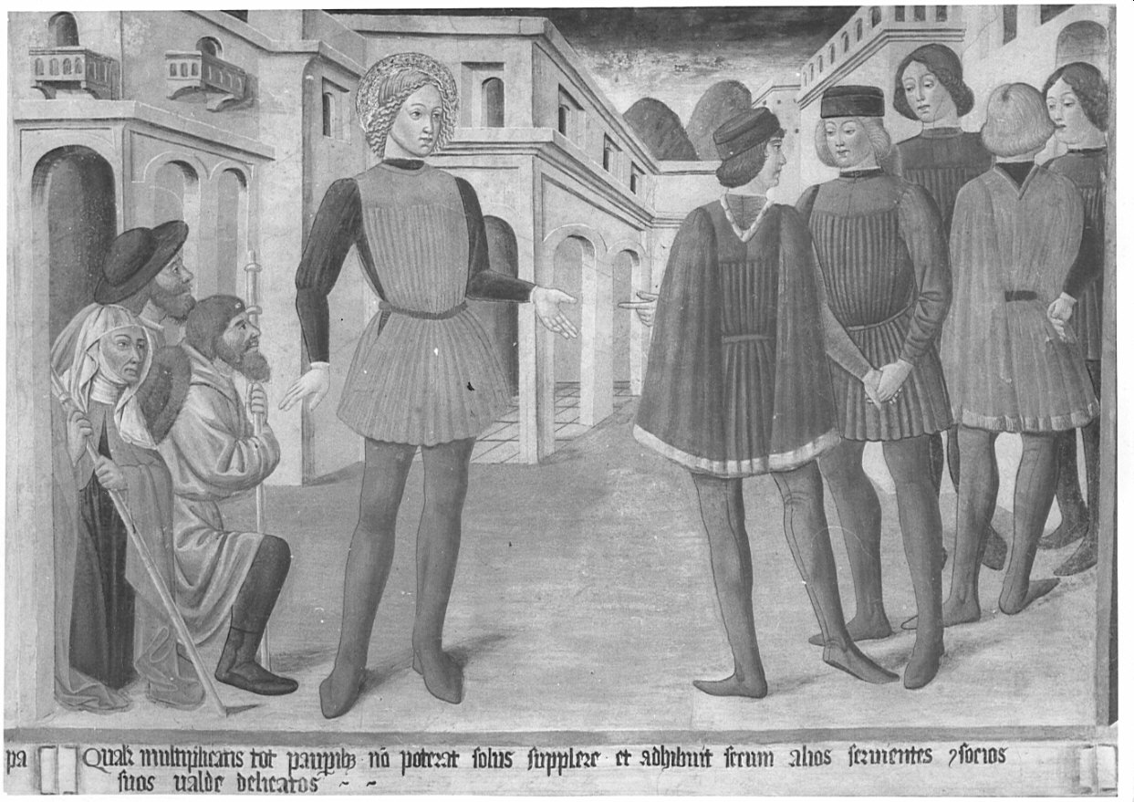 Episodio della vita di San Bernardino (decorazione pittorica, elemento d'insieme) di Gian Giacomo da Lodi (attribuito) (seconda metà sec. XV)