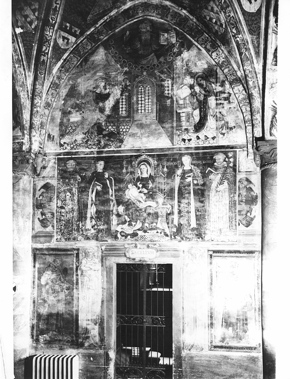 Annunciazione/ Madonna in trono e santi (decorazione pittorica, complesso decorativo) - ambito lombardo (prima metà sec. XV)