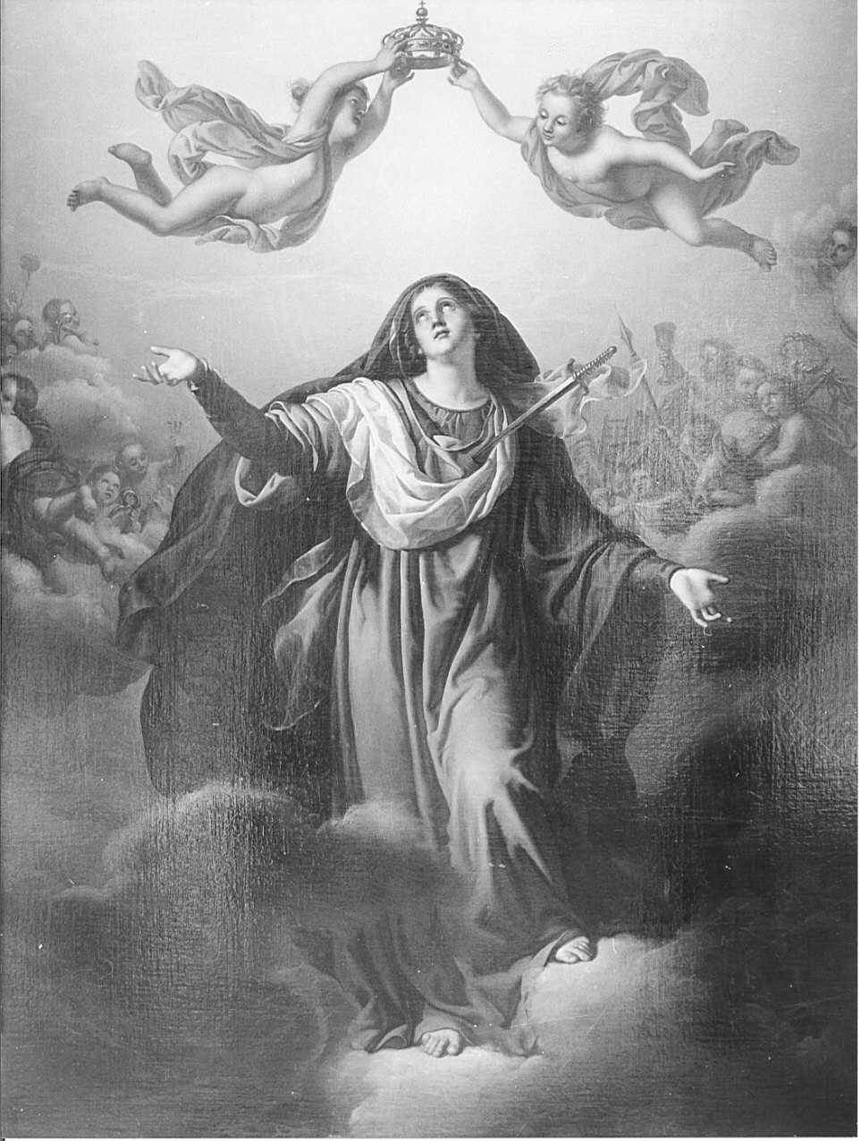 Madonna Addolorata con simboli della Passione (dipinto, opera isolata) di Scuri Enrico (attribuito) (metà sec. XIX)