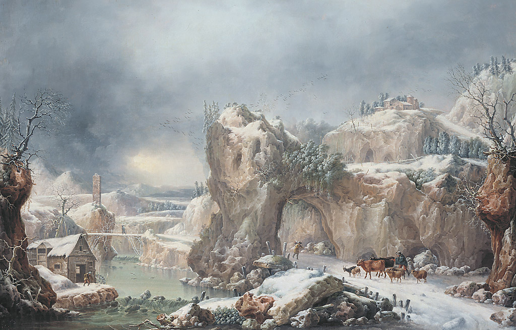 Nevicata, paesaggio invernale (dipinto, opera isolata) di Fidanza Francesco (sec. XIX)