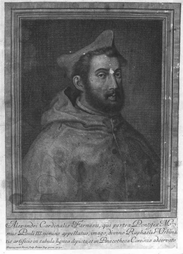ritratto del cardinale Alessandro Farnese, Papa Paolo III (stampa) di De Rossi Girolamo il Giovane (sec. XVIII)