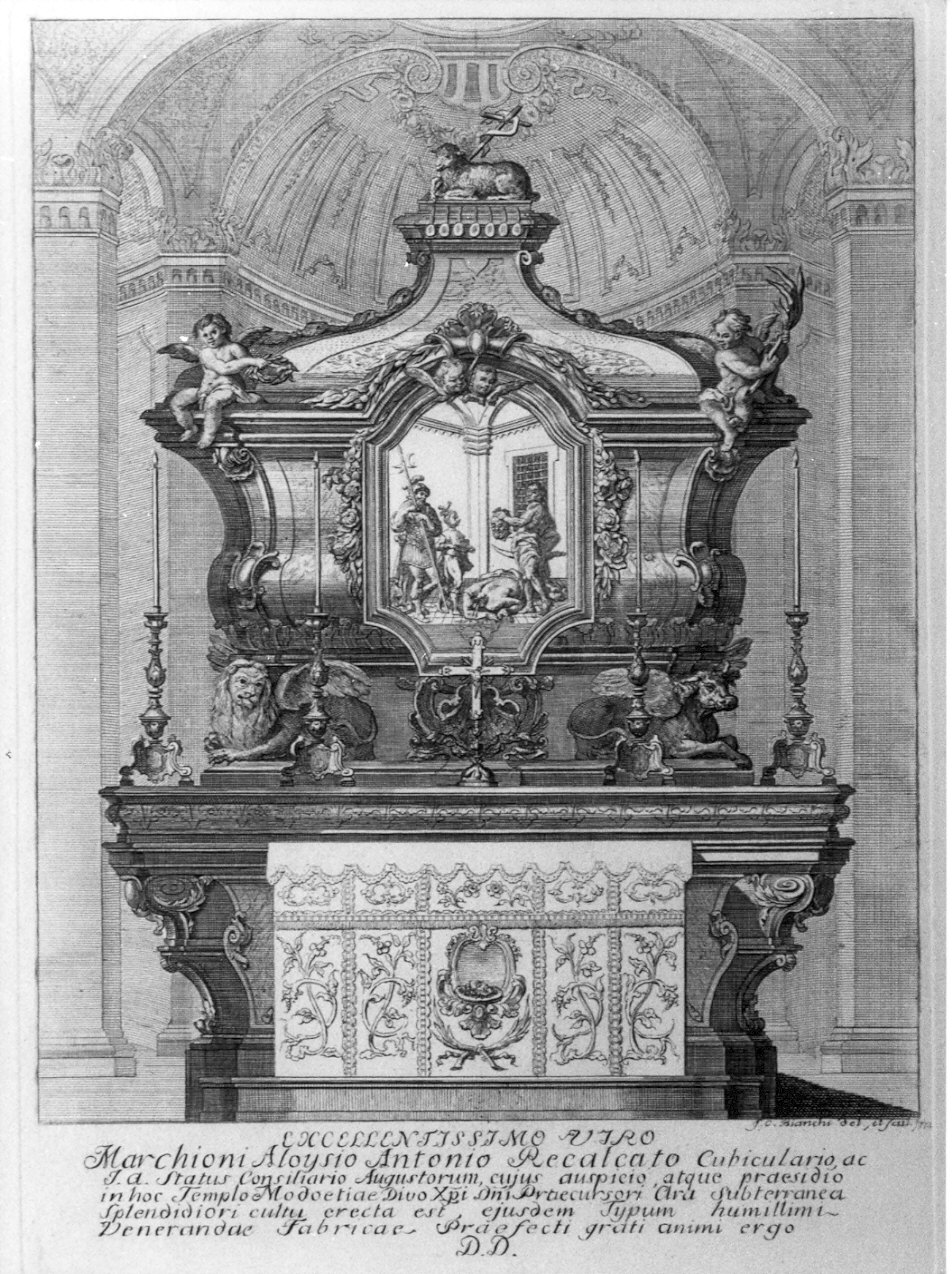 altare della cripta del Duomo di Monza (stampa) di Bianchi Giulio Cesare (sec. XVIII)
