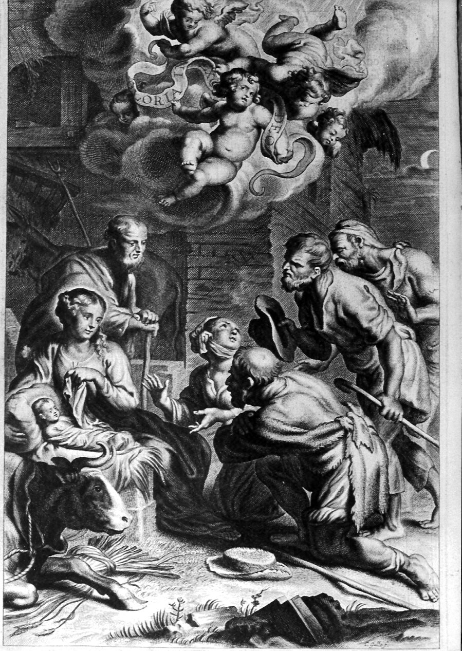 ADORAZIONE DEI PASTORI (stampa, elemento d'insieme) di Galle Cornelis il Giovane (attribuito) (sec. XVII)