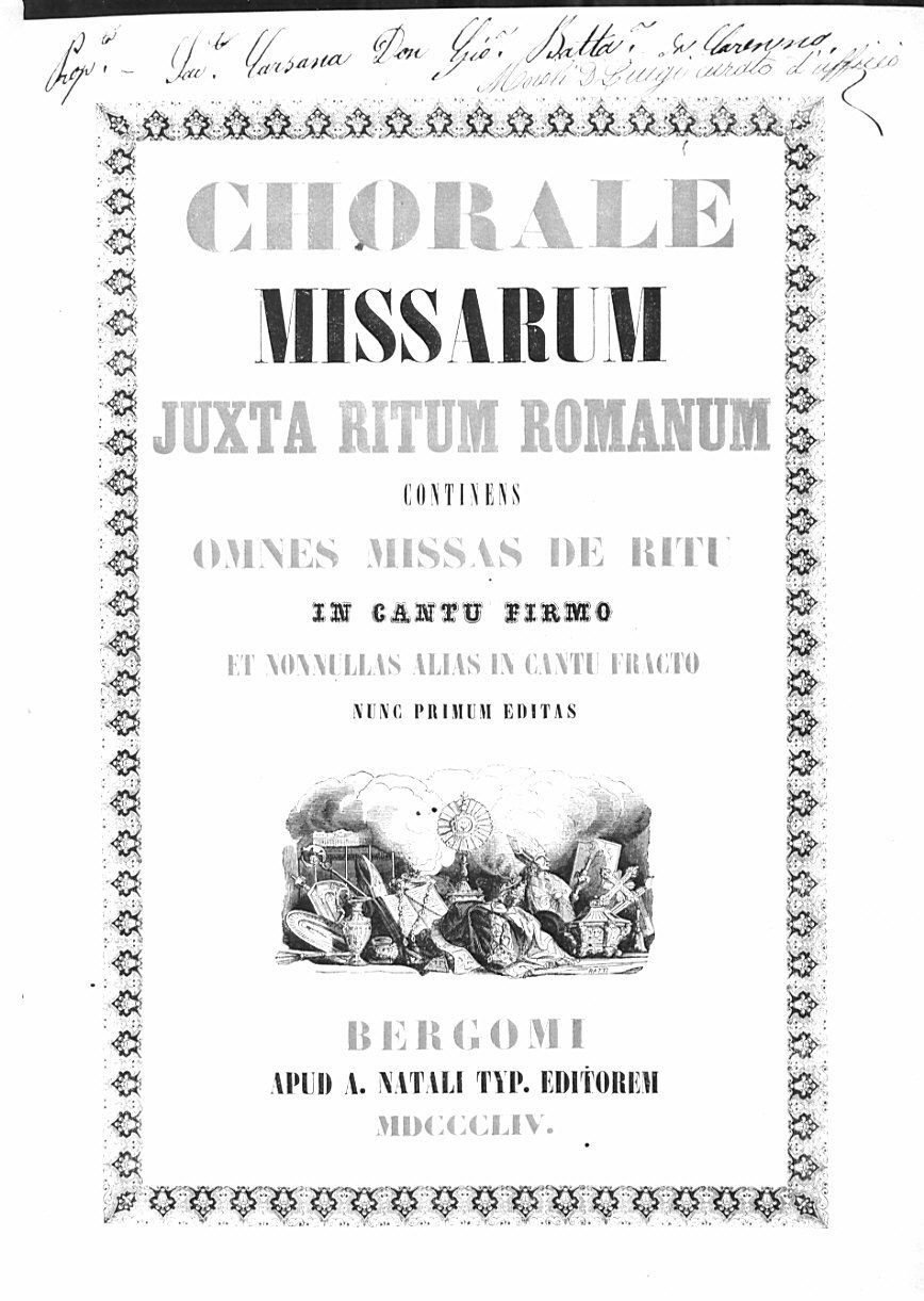 Chorale missarum (stampa) di Ratti Francesco (sec. XIX)