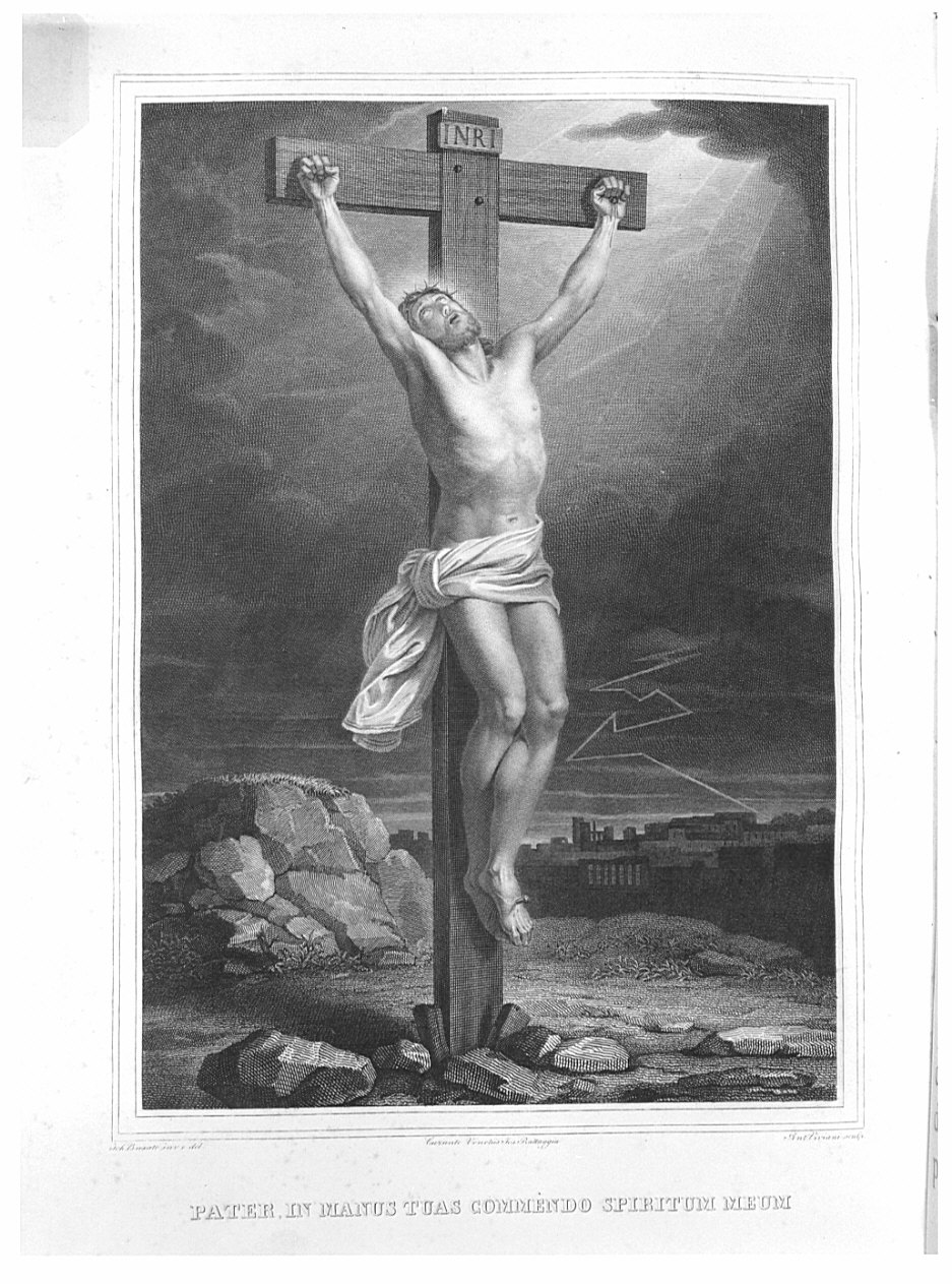 crocifissione di Cristo (stampa) di Busato P, Viviani Antonio (sec. XIX)