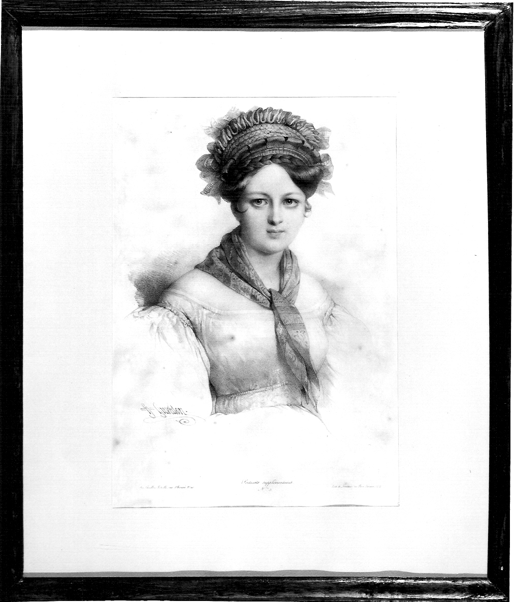 Portraits supplementaries N°3, busto femminile (stampa) - ambito francese (sec. XIX)