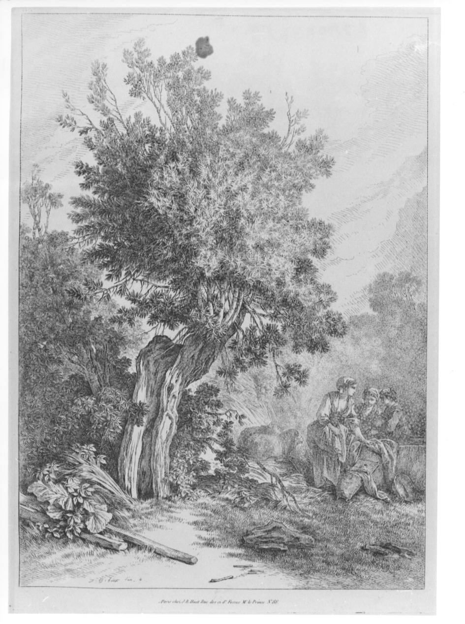 paesaggio con alberi (stampa, serie) di Huet Jean Baptiste (sec. XIX)