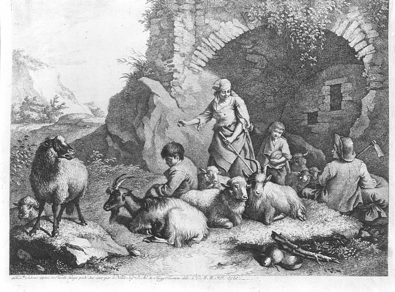 scena pastorale (stampa) di Londonio Francesco (seconda metà sec. XVIII)