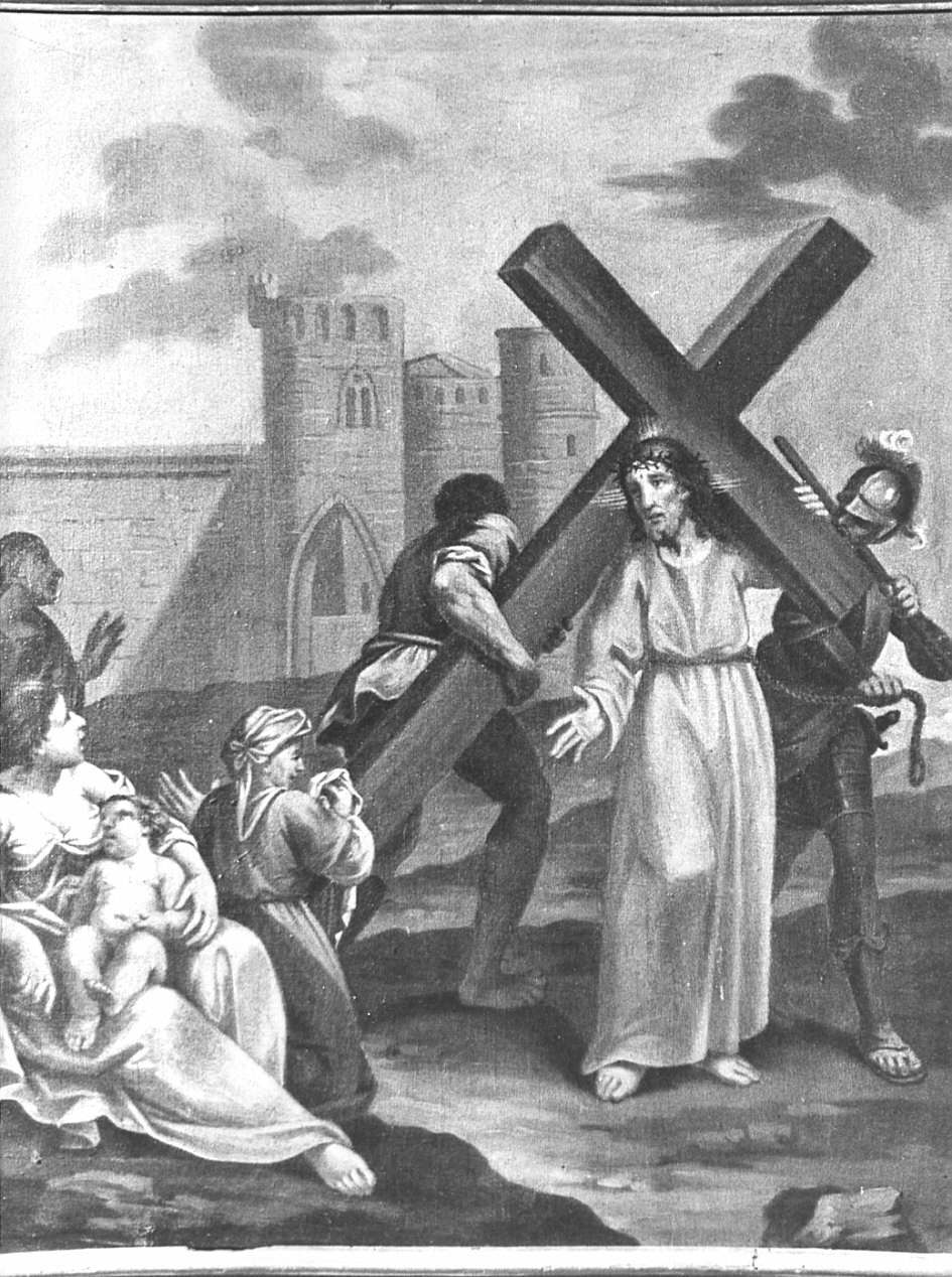 stazione VIII: Gesù consola le donne di Gerusalemme (dipinto, elemento d'insieme) - ambito bergamasco (fine sec. XVIII)