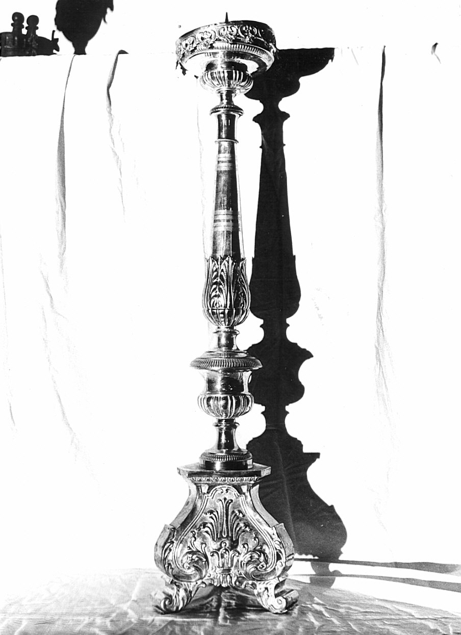 candeliere, serie - bottega lombarda (fine/inizio secc. XVIII/ XIX)