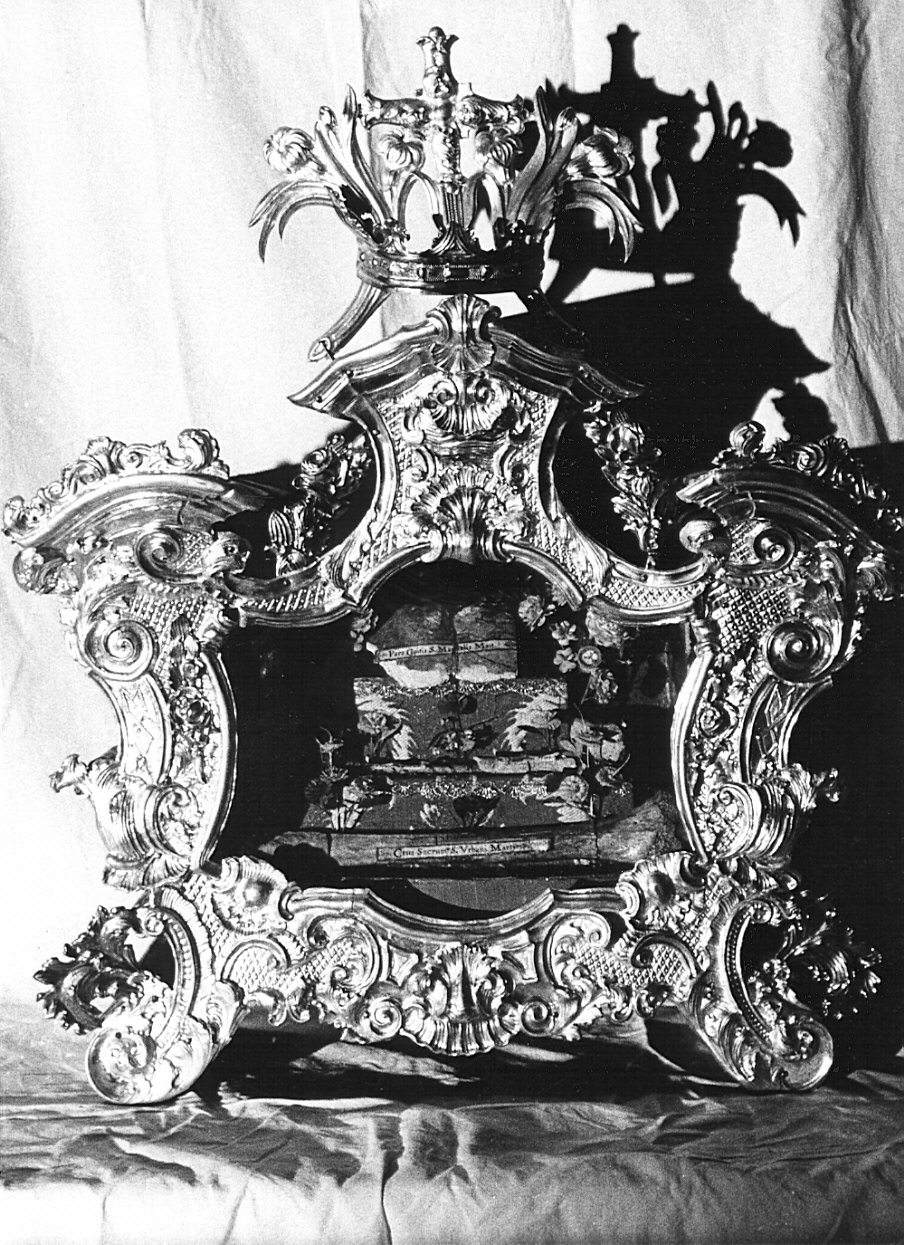 reliquiario a teca - a urna, coppia - bottega lombarda (fine sec. XVIII)