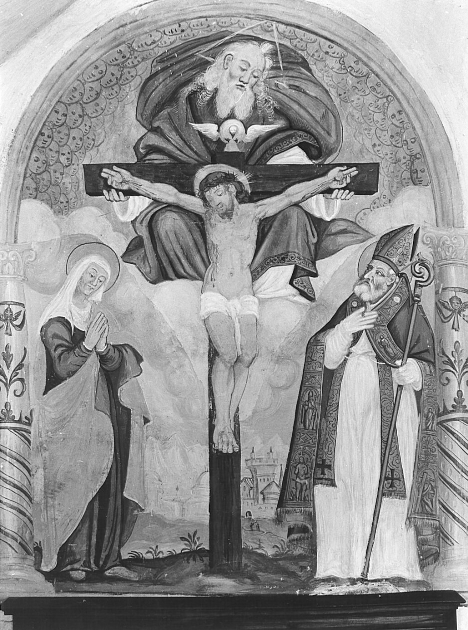 Trinità con la Vergine e San Patrizio (dipinto, opera isolata) - ambito lombardo (fine sec. XVI)