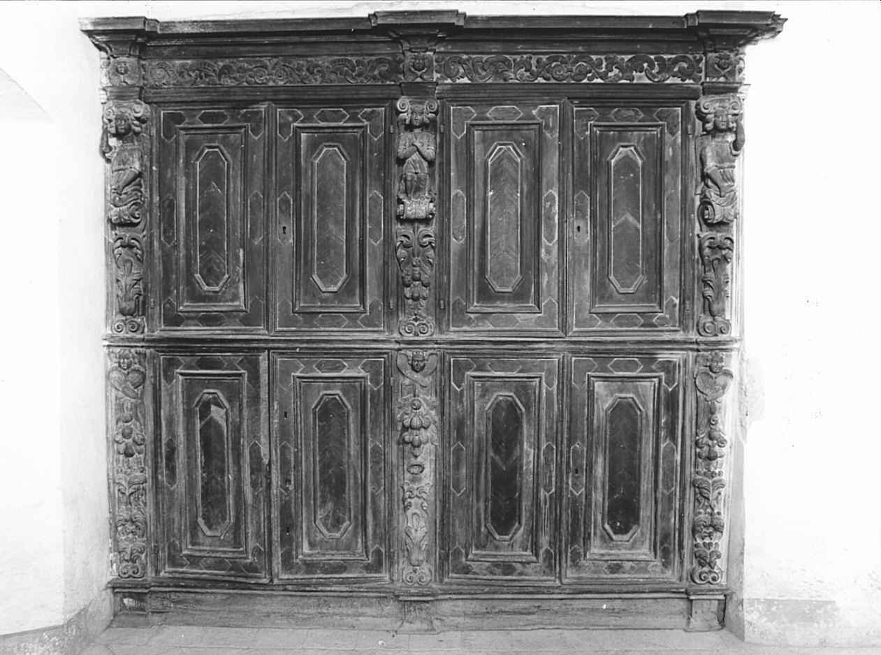 armadio da sacrestia, opera isolata di Bonomi Morzento Giacomo (fine/inizio secc. XVII/ XVIII)