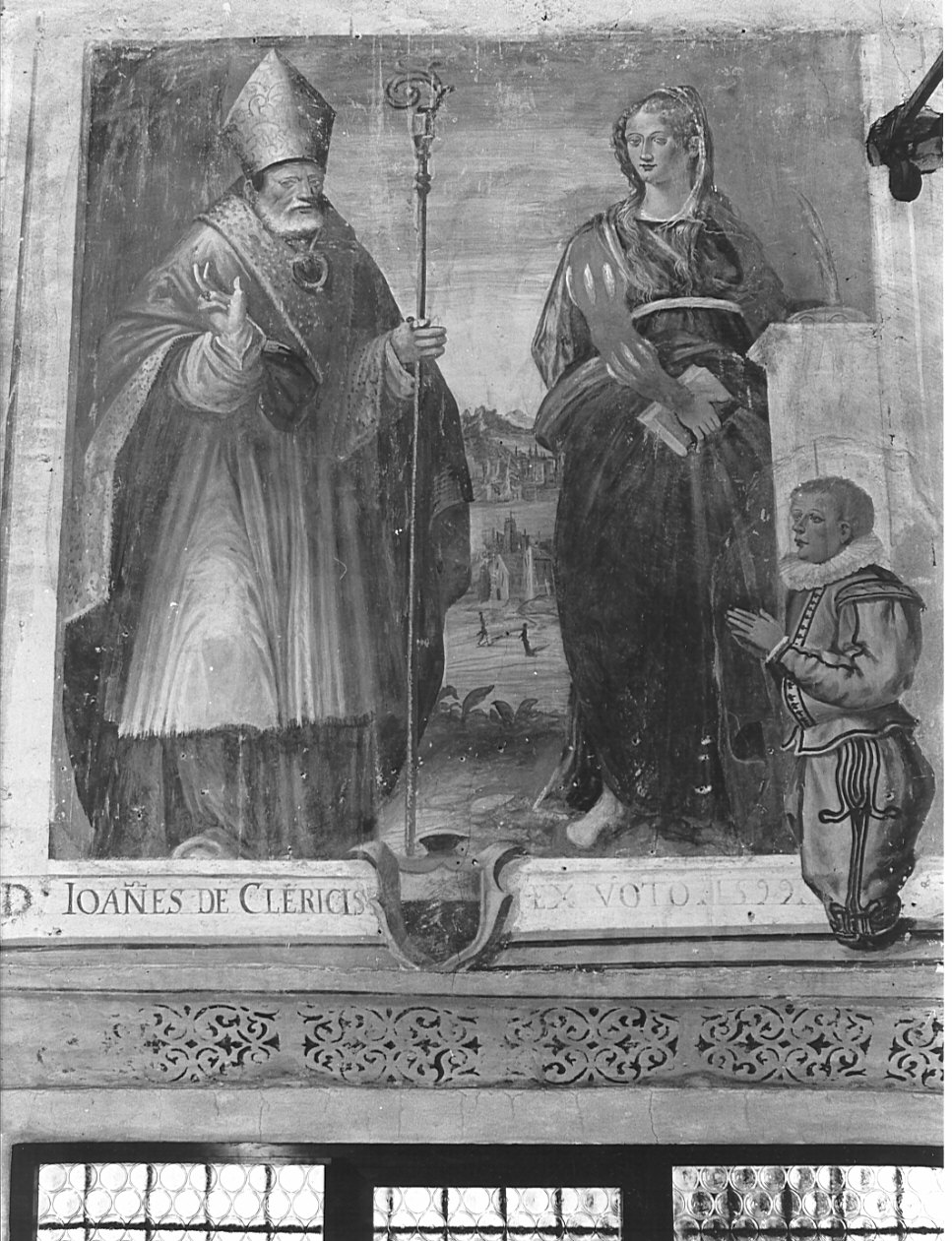 San Patrizio, Santa Lucia e il committente (dipinto, opera isolata) - ambito bergamasco (sec. XVI)
