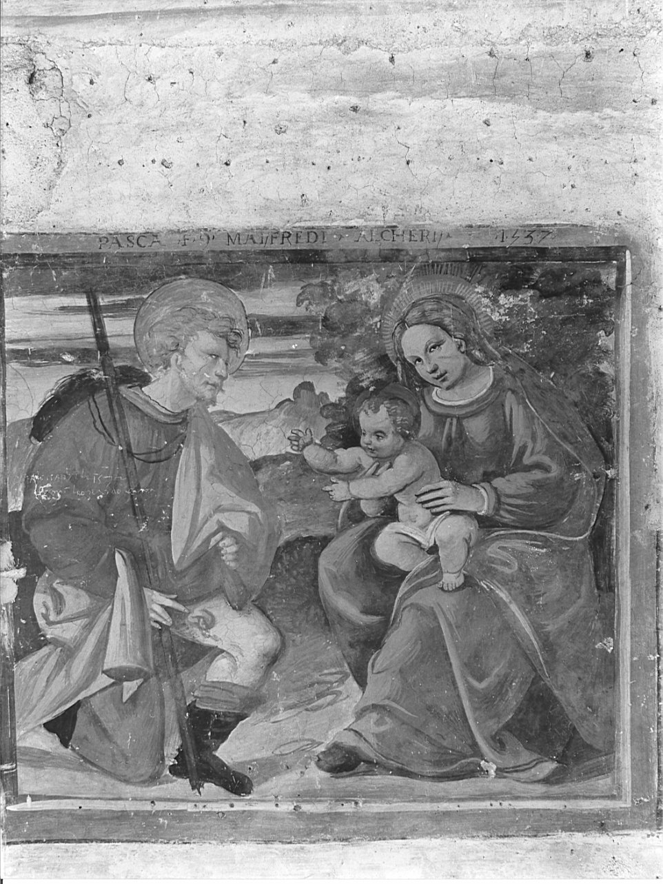 Madonna con Bambino e San Rocco (dipinto, opera isolata) - ambito bergamasco (sec. XVI)