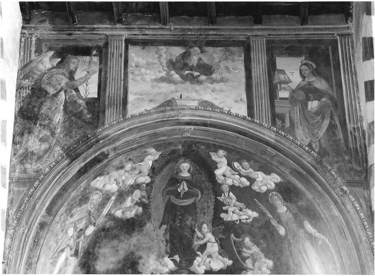 angelo annunciante/ Dio Padre/ Vergine Annunciata (dipinto) - ambito lombardo (sec. XVI)