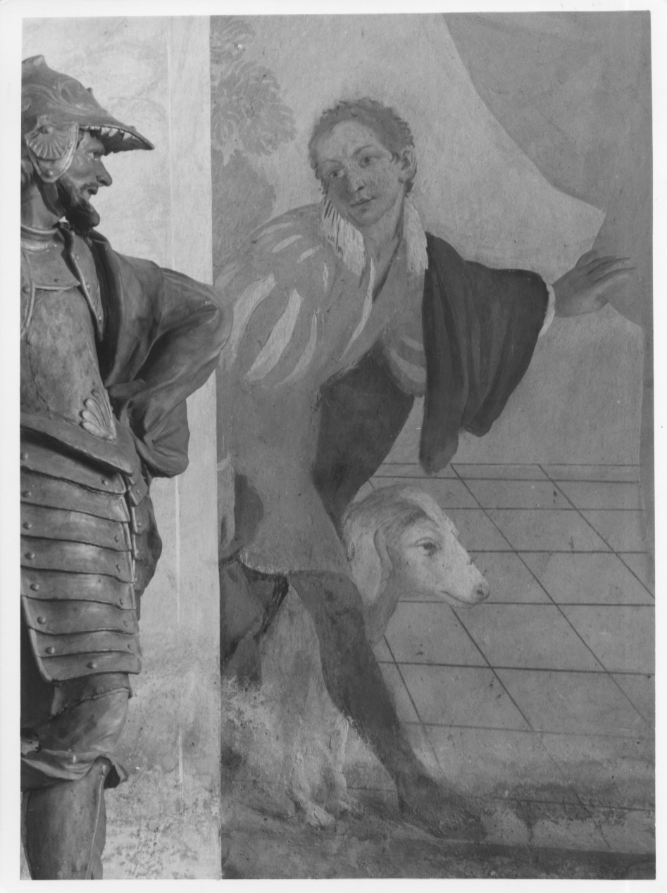 tendaggio e ragazzo con cane (dipinto, ciclo) di Gaffuri Carlo (sec. XVII)