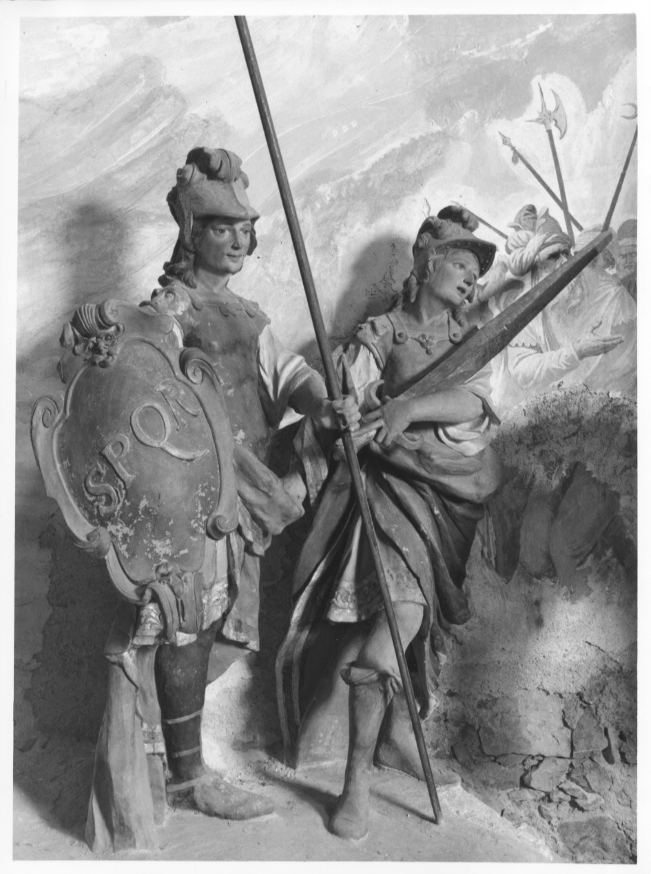 soldato con scudo e lancia (statua, ciclo) di Silva Agostino (sec. XVII)