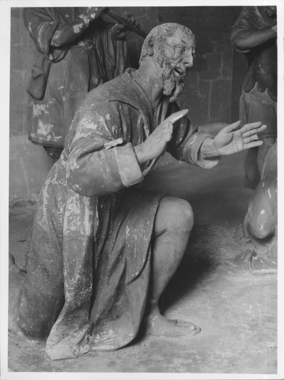 pastore inginocchiato (statua, ciclo) di Silva Francesco il Vecchio (attribuito) (sec. XVII)