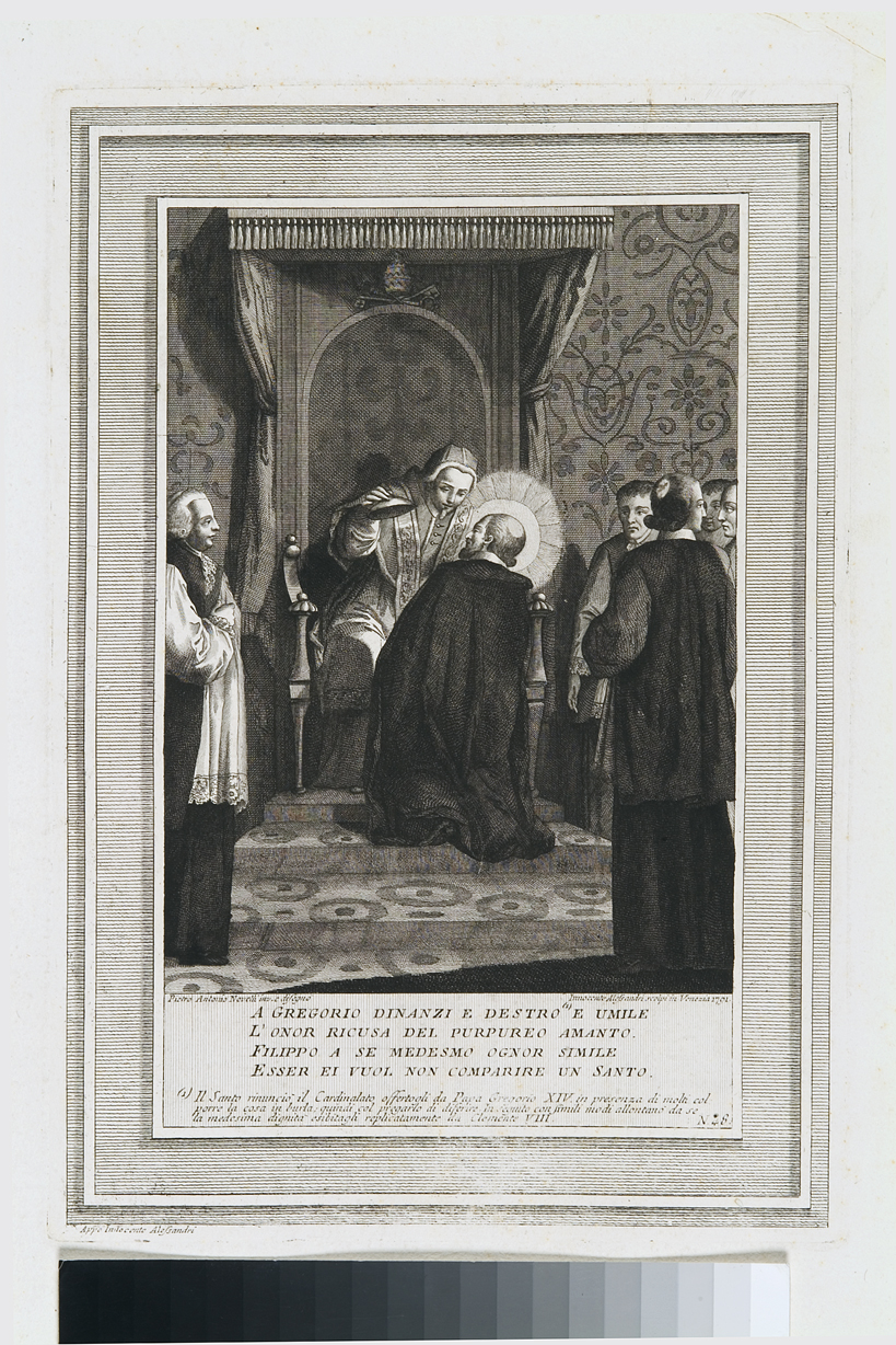 San Filippo Neri rinuncia al cardinalato (stampa, serie) di Novelli Pietro Antonio, Alessandri Innocente (seconda metà sec. XVIII)