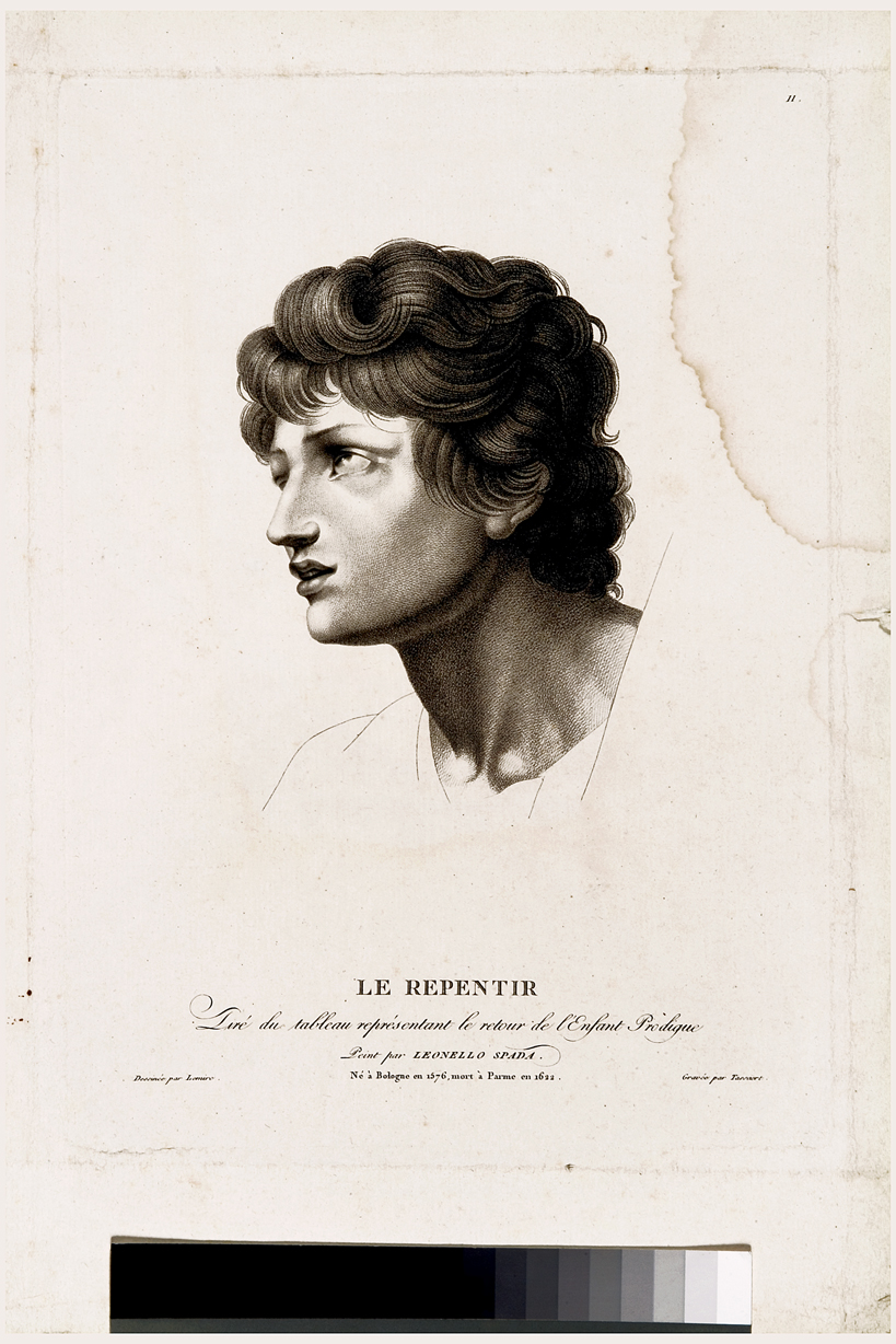 Il ritorno del figliol prodigo, busto di giovane (stampa) di Lemire Antoine, Tassaert Jean Joseph Francois, Spada Lionello (primo quarto sec. XIX)