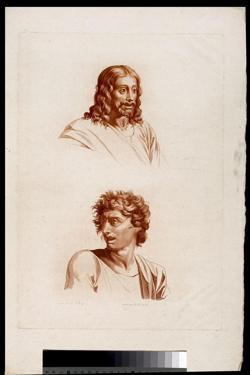 Cristo e l'adultera, figure maschili (stampa) di Duclos Marie Adelaide Louise, Poussin Nicolas (terzo quarto sec. XIX)