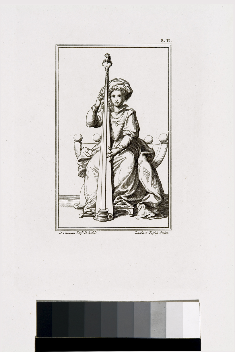 figura femminile che suona l'arpa (stampa) di Lasinio Giovanni Paolo, Cosway Richard (sec. XIX)