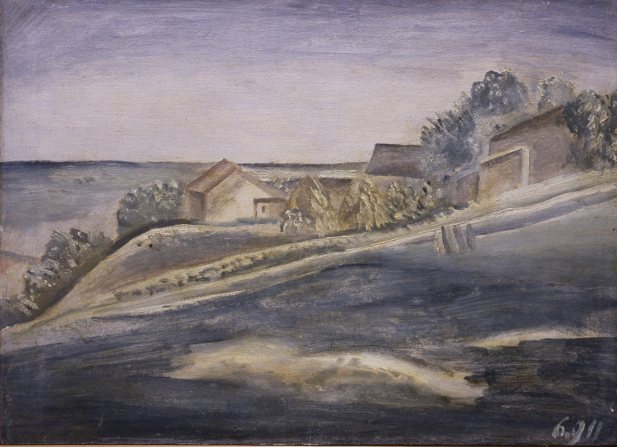 Paesaggio, paesaggio con fattoria (dipinto, opera isolata) di Morandi Giorgio (sec. XX)