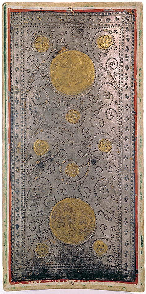 I Tarocchi Brambilla: Due di Denari, carta da gioco: Due di denari (carta da gioco, elemento d'insieme) di Bembo Bonifacio (sec. XV)