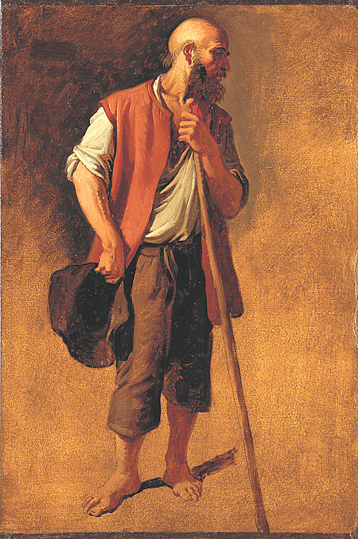 Contadino barbuto appoggiato ad un bastone, contadino barbuto appoggiato ad un bastone (dipinto, serie) di Londonio Francesco (sec. XVIII)