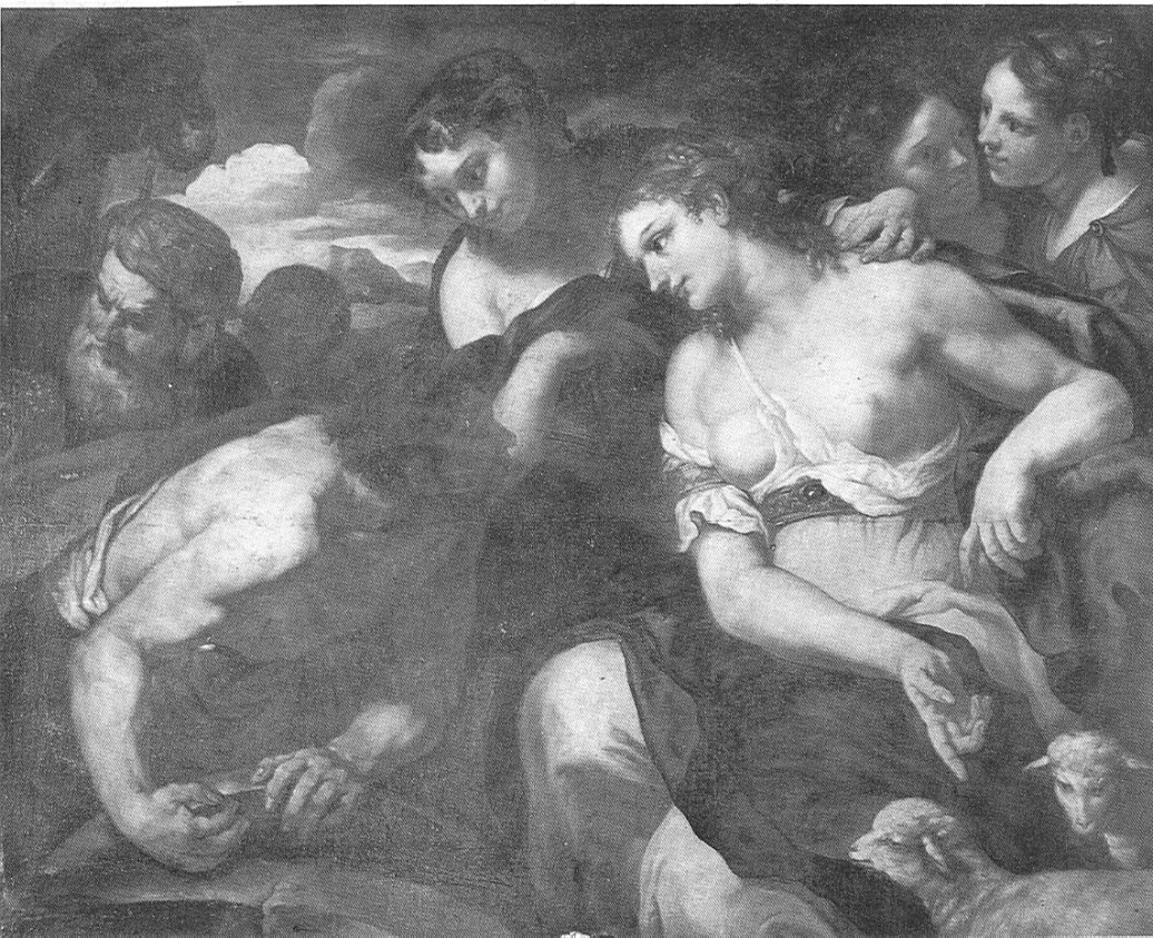 Rebecca al pozzo, Rebecca al pozzo (o Mosè e le figlie di Jetro) (dipinto, opera isolata) di Loth Johann Carl (maniera) (ultimo quarto sec. XVII)