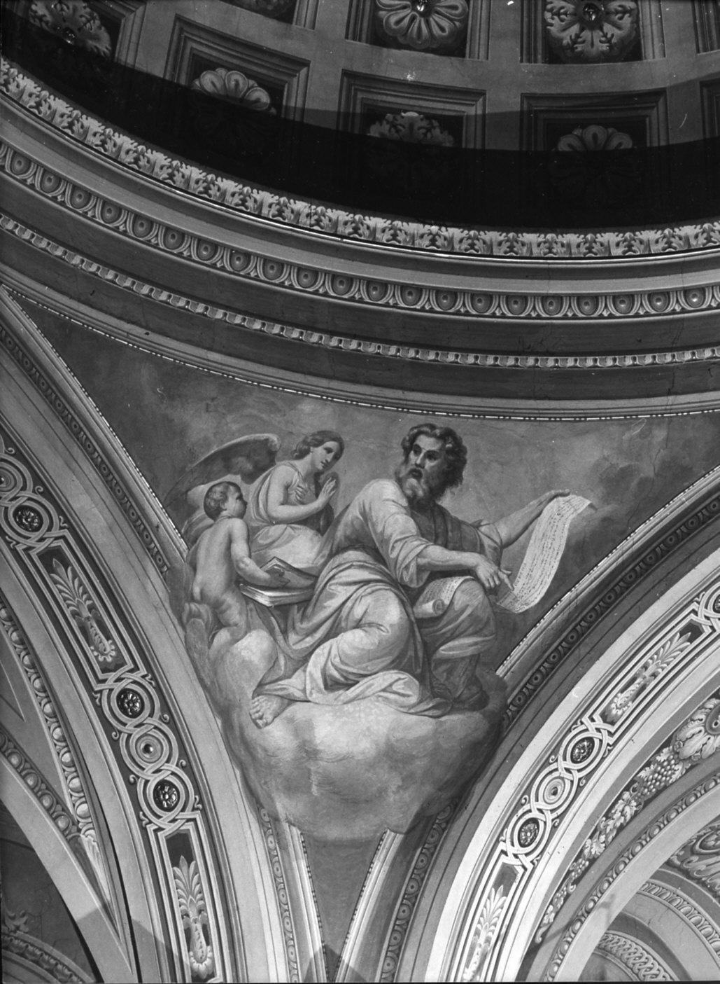 San Matteo e l'angelo (dipinto murale, elemento d'insieme) di Valtorta Giovanni (sec. XIX)