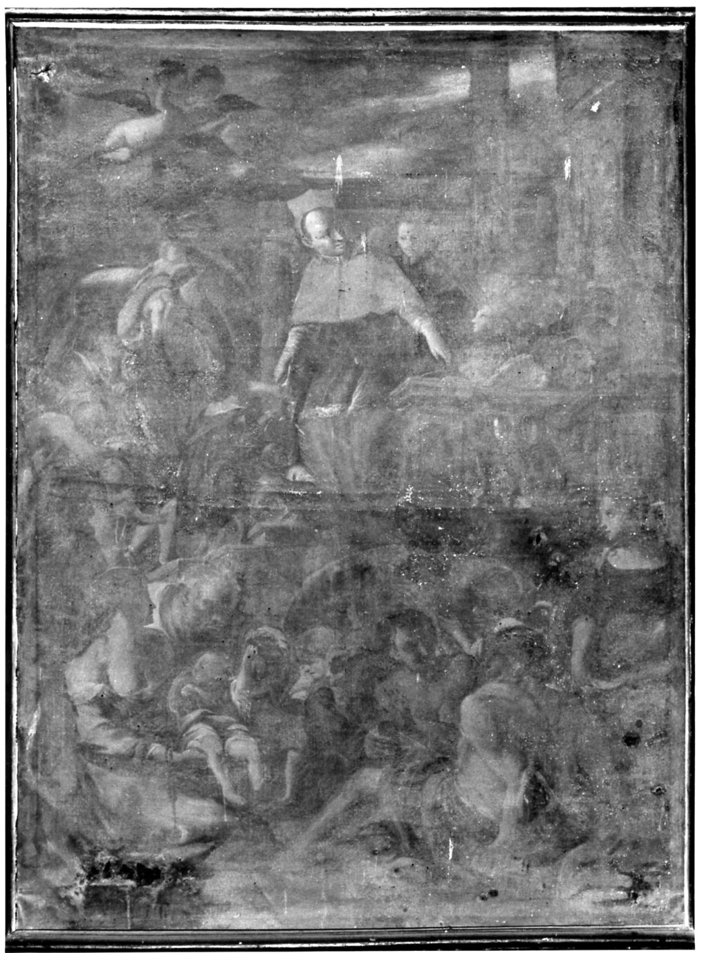 San Carlo Borromeo comunica gli appestati (dipinto, opera isolata) - ambito lombardo (fine/inizio secc. XVII/ XVIII)