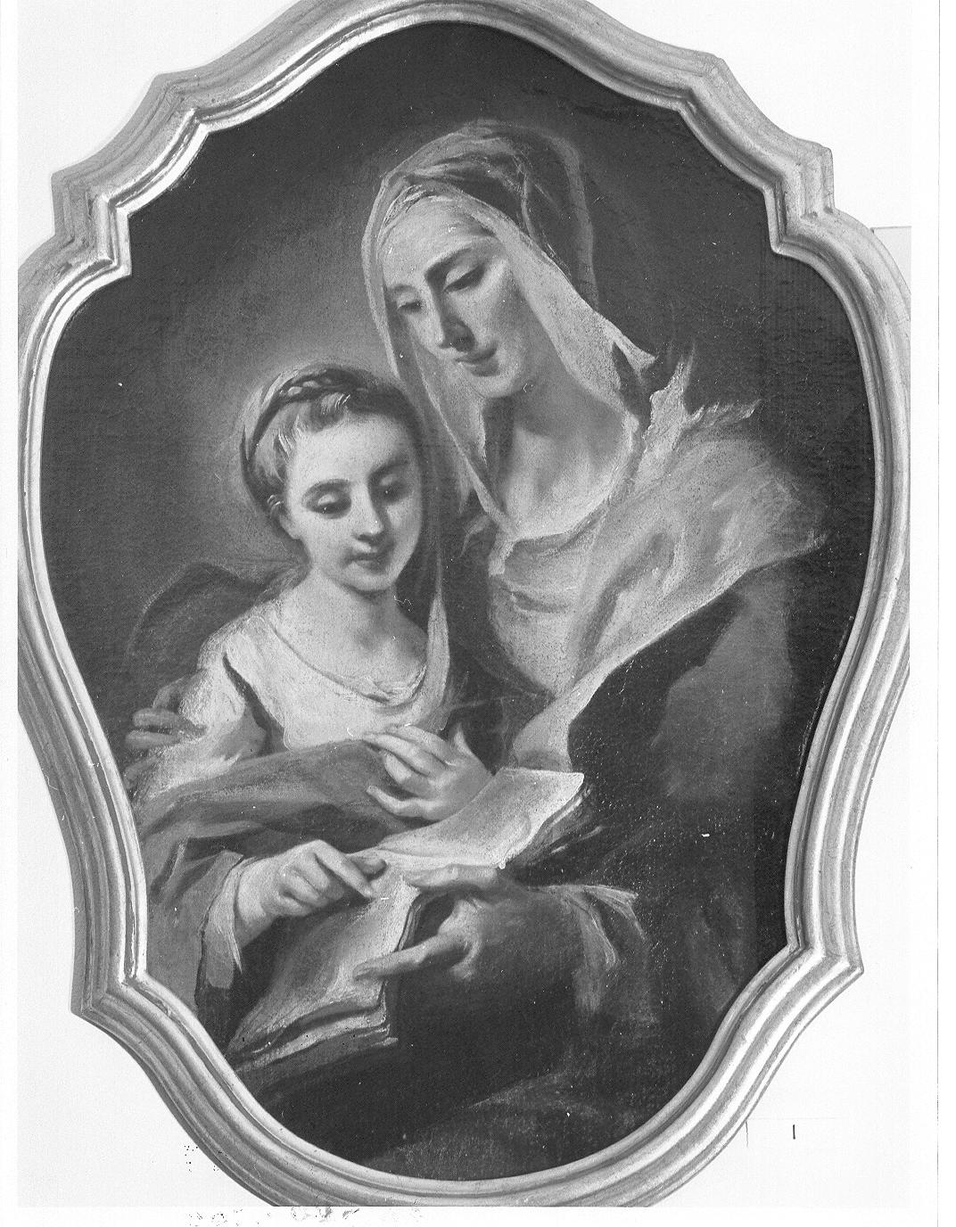 Sant'Anna insegna a leggere a Maria Vergine (dipinto, opera isolata) di Carloni Carlo Innocenzo (attribuito) (sec. XVIII)