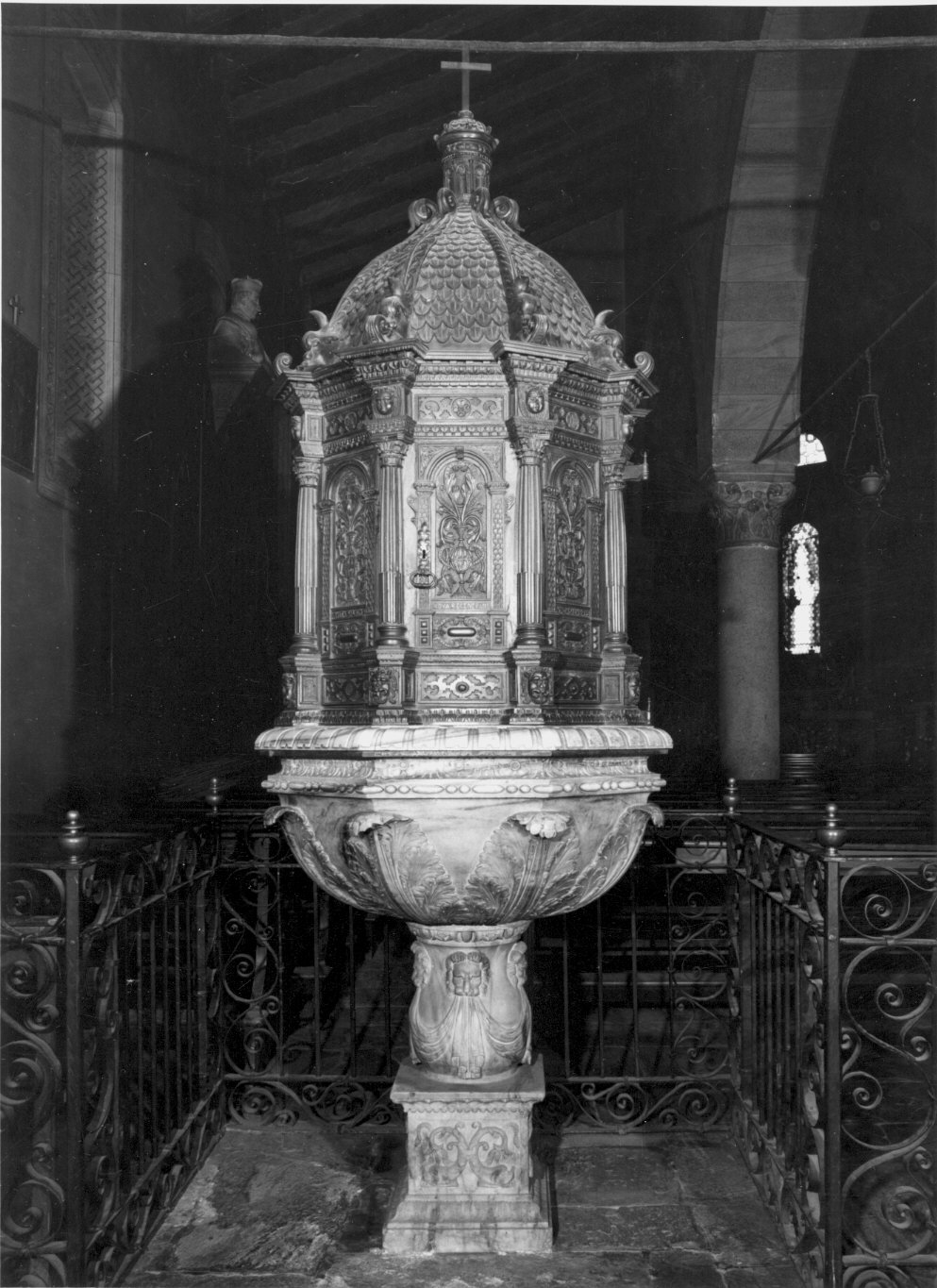 coperchio del fonte battesimale, opera isolata - bottega valtellinese (sec. XVII)