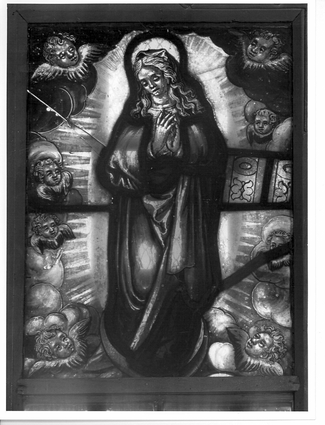 Madonna Assunta con angeli (vetrata) - ambito lombardo (sec. XVI)