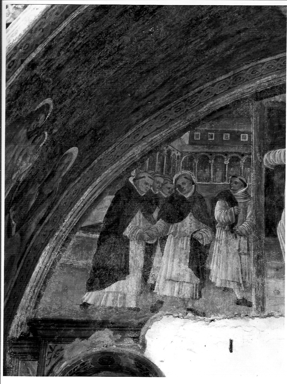 San Pietro Martire e domenicani (dipinto murale, elemento d'insieme) - ambito lombardo (fine/inizio secc. XV/ XVI)