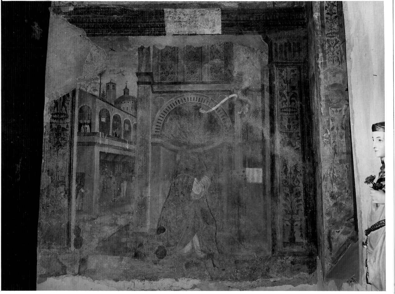 San Pietro Martire in preghiera (dipinto murale, elemento d'insieme) - ambito lombardo (fine/inizio secc. XV/ XVI)