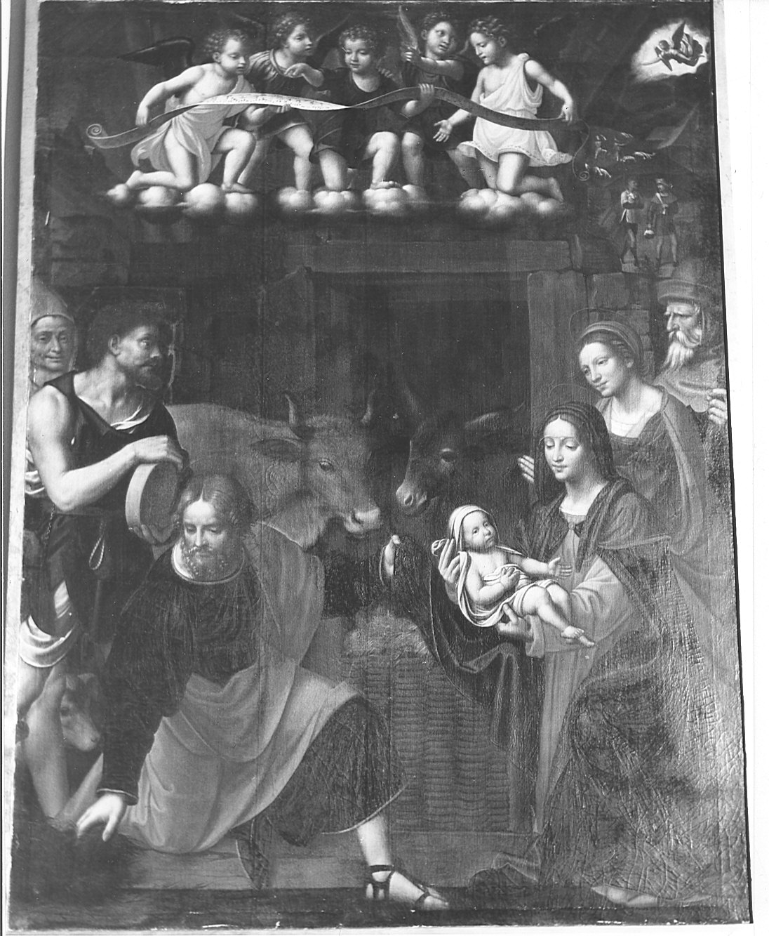 natività di Gesù (dipinto, opera isolata) - ambito lombardo (sec. XVI)
