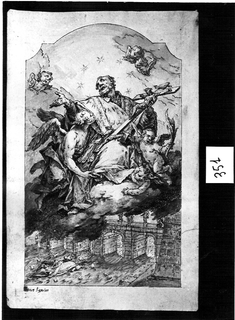 Gloria di S. Giovanni Nepomuceno (disegno, opera isolata) di Ligari Pietro (sec. XVIII)