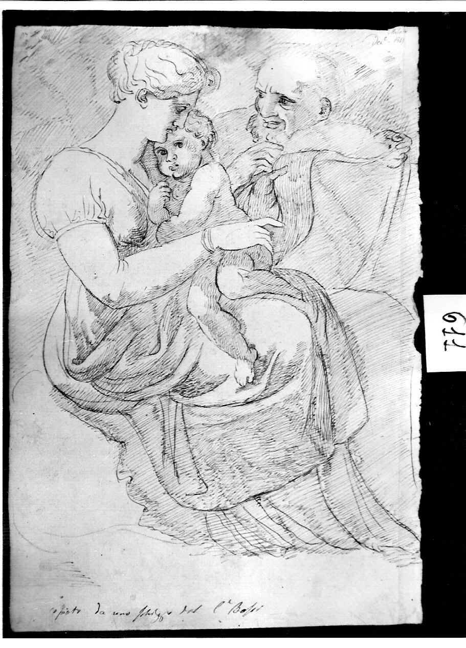 giovane donna e bambino (disegno, opera isolata) di Ligari Angelo (sec. XIX)