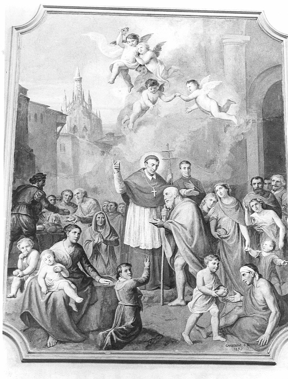 episodi della vita di San Carlo Borromeo (decorazione pittorica, ciclo) di Garberini Giovan Battista (sec. XIX)