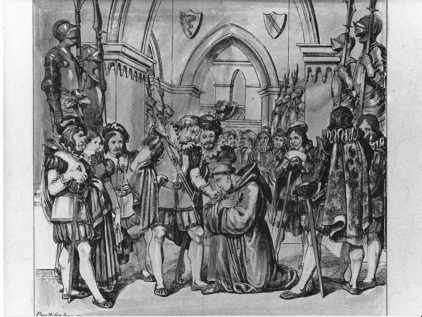 Fra Cristoforo viene perdonato dai parenti del nobile ucciso (stampa) di Pinelli Bartolomeo (sec. XIX)