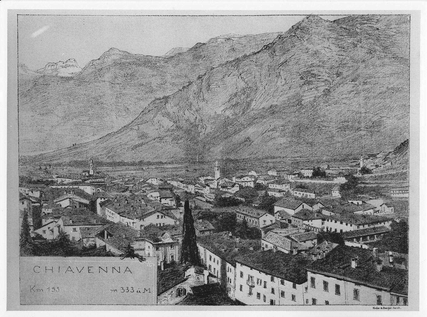 Veduta dal "Paradiso" di Chiavenna (stampa) - ambito lombardo (sec. XIX)
